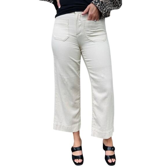 SANCTUARY Pants Size 32 NEW Marine Crop Wide Leg Denim Bleached White - Picture 1 of 5